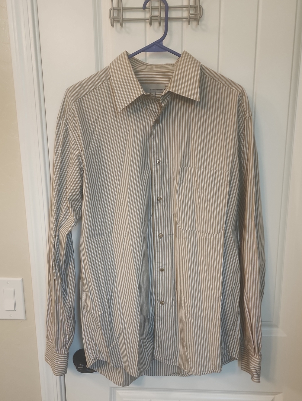 Men's Long-Sleeve Striped Dress Shirt - Beige